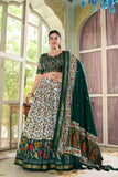 Amazing Tussar Silk Floral Printed Foil Worked Lehenga Choli Set - women's fashion mart