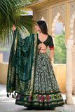 Colourful Tussar Silk Printed Foil Worked Lehenga Choli Set - women's fashion mart