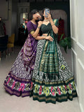 Colourful Tussar Silk Printed Foil Worked Lehenga Choli Set - women's fashion mart