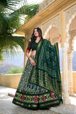 Colourful Tussar Silk Printed Foil Worked Lehenga Choli Set - women's fashion mart