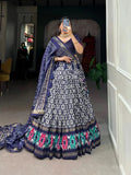 Colourful Tussar Silk Printed Foil Worked Lehenga Choli Set - women's fashion mart