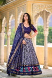 Colourful Tussar Silk Printed Foil Worked Lehenga Choli Set - women's fashion mart