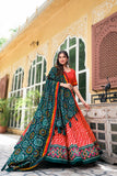 Navratri Wear Tussar Silk Leheriya Printed Lehenga Choli Set - women's fashion mart
