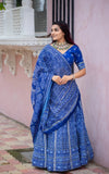 Lavish Navy Blue Color Silk Fabric Gota Patti Work Printed Lehenga Choli - women's fashion mart