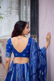 Lavish Navy Blue Color Silk Fabric Gota Patti Work Printed Lehenga Choli - women's fashion mart