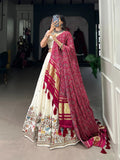 White Khadi Cotton Sequins Thread Embroidered Designer Lehenga Set - women's fashion mart