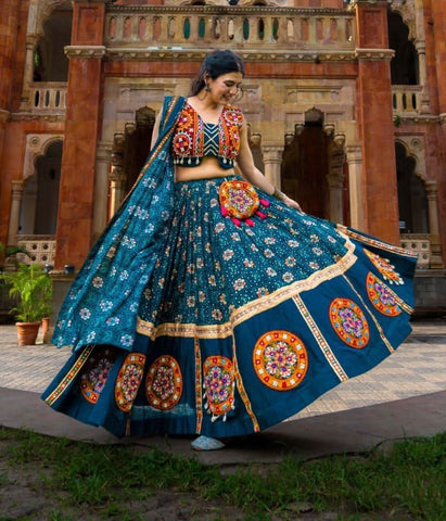 Teal Blue Colored Festival Wear Lehenga Choli Set -Lehenga Choli XS women's fashion mart