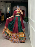Wear Rayon Printed Silk Mirror Worked Lehenga Set -Lehenga Choli Green Wine / XS women's fashion mart