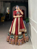 Wear Rayon Printed Silk Mirror Worked Lehenga Set -Lehenga Choli Maroon Off White / XS women's fashion mart