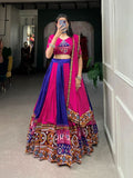 Wear Rayon Printed Silk Mirror Worked Lehenga Set -Lehenga Choli Pink Blue / XS women's fashion mart