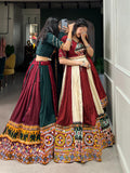 Navratri Wear Rayon Printed Silk Mirror Worked Lehenga Set - women's fashion mart