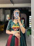 Navratri Wear Rayon Printed Silk Mirror Worked Lehenga Set - women's fashion mart