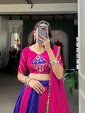 Navratri Wear Rayon Printed Silk Mirror Worked Lehenga Set - women's fashion mart