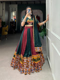 Navratri Wear Rayon Printed Silk Mirror Worked Lehenga Set - women's fashion mart