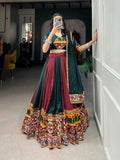 Wear Rayon Printed Silk Mirror Worked Lehenga Set -Lehenga Choli Teal Green Maroon / XS women's fashion mart