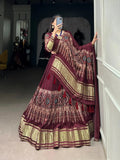 Gorgeous Gaji Silk Digital Printed Lagadi Patta Worked Lehenga Choli - women's fashion mart
