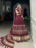 Gorgeous Gaji Silk Digital Printed Lagadi Patta Worked Lehenga Choli - women's fashion mart