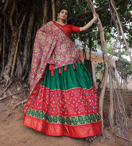Dazzling Dola Silk Printed Foil Worked Lehenga Choli Set -Lehenga Choli Semi Stitched women's fashion mart
