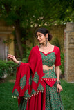 Mehendi Green Gota Patti Lace Border Worked Navratri Lehenga Choli Set - women's fashion mart