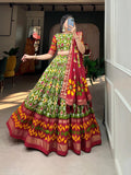Awesome Tussar Silk Patola Printed Foil Worked Lehenga Choli - women's fashion mart