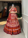 Awesome Tussar Silk Patola Printed Foil Worked Lehenga Choli - women's fashion mart