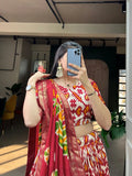 Awesome Tussar Silk Patola Printed Foil Worked Lehenga Choli - women's fashion mart