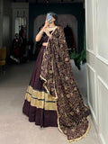 Navratri Wear Georgette Bandhej Printed Lace Worked Lehenga Choli Set - women's fashion mart