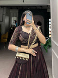 Wear Georgette Bandhej Printed Lace Worked Lehenga Choli Set -Lehenga Choli XS women's fashion mart