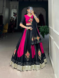 Pink Black Pure Cotton Gamthi Gota Patti Worked Navratri Lehenga Choli - women's fashion mart