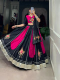Pink Black Pure Cotton Gamthi Gota Patti Worked Navratri Lehenga Choli - women's fashion mart