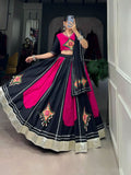 Pink Black Pure Cotton Gamthi Gota Patti Worked Lehenga Choli -Lehenga Choli XS women's fashion mart