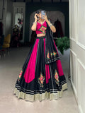 Pink Black Pure Cotton Gamthi Gota Patti Worked Navratri Lehenga Choli - women's fashion mart