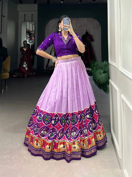 Exquisite Bandhej Printed Tussar Silk Lehenga Choli - women's fashion mart