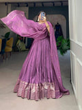 Amazing Pure Chanderi Embellished Lehenga Choli -Lehenga Choli Purple / XS women's fashion mart