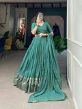 Amazing Pure Chanderi Embellished Lehenga Choli -Lehenga Choli Sky Green / XS women's fashion mart