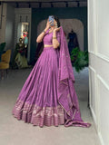 Amazing Pure Chanderi Embellished Lehenga Choli -Lehenga Choli Wine / XS women's fashion mart