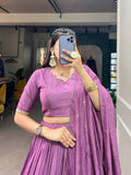 Amazing Pure Chanderi Embellished Lehenga Choli -Lehenga Choli Wine / XS women's fashion mart