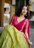 Festival Wear Kanchipuram Silk Zari Weaving Lehenga Choli Set - women's fashion mart