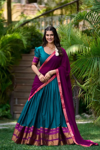 Amazing Poly Cotton Zari Weaving Work Lehenga Choli Set - women's fashion mart