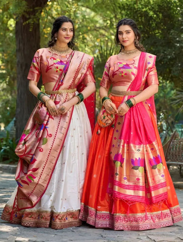 Paithani Jacquard Silk Weaving Zari Worked Lehenga Set - women's fashion mart
