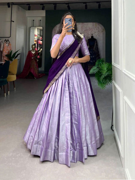 Elegant Jaquard Lavender Lehenga Choli Set -Lehenga Choli XS women's fashion mart