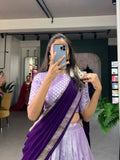 Elegant Jaquard Lavender Lehenga Choli Set -Lehenga Choli XS women's fashion mart