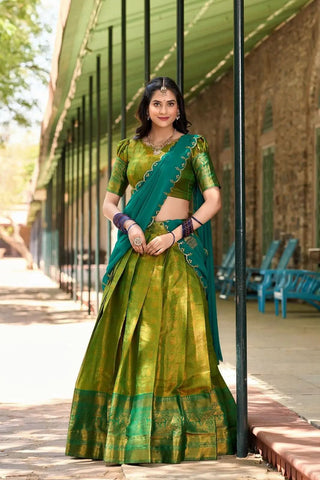 Enchanting Kanjivaram Silk Zari Weaving Worked Lehenga Choli - women's fashion mart