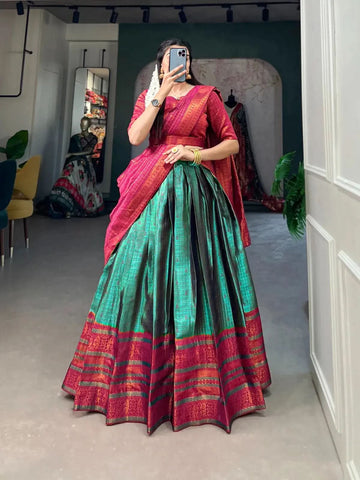 Blissfull Jacquard Silk Zari Weaving Worked Lehenga Choli - women's fashion mart