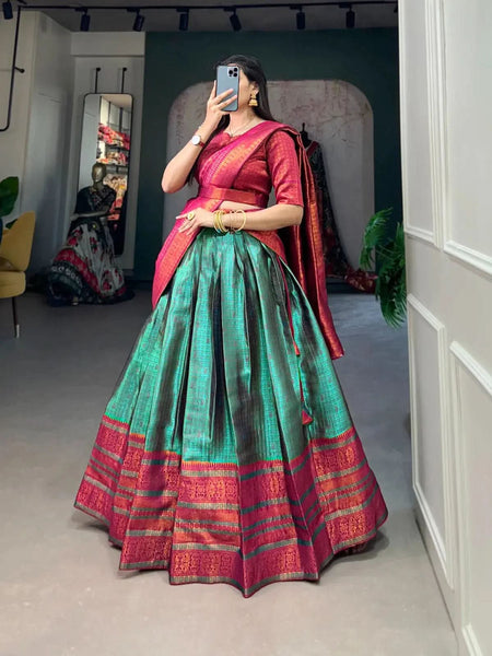 Blissfull Jacquard Silk Zari Weaving Worked Lehenga Choli - women's fashion mart