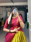 Blissfull Jacquard Silk Zari Weaving Worked Lehenga Choli - women's fashion mart