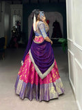Amazing Jacquard Silk Zari Weaving Worked Lehenga Choli Set -Lehenga Choli Cream / Semi Stitched women's fashion mart