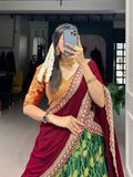 Amazing Jacquard Silk Zari Weaving Worked Lehenga Choli Set -Lehenga Choli Cream / Semi Stitched women's fashion mart