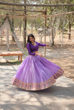 Stylish Pure Viscous Jacquard Lehenga Choli Set -Lehenga Choli Lavender / XS women's fashion mart