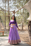 Stylish Pure Viscous Jacquard Lehenga Choli Set -Lehenga Choli Lavender / XS women's fashion mart